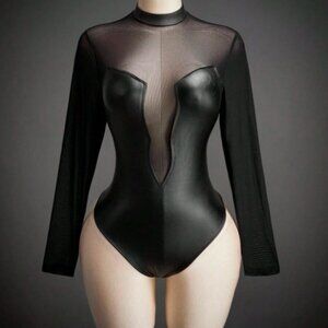 Women’s Plus Mesh Patchwork Bodysuit